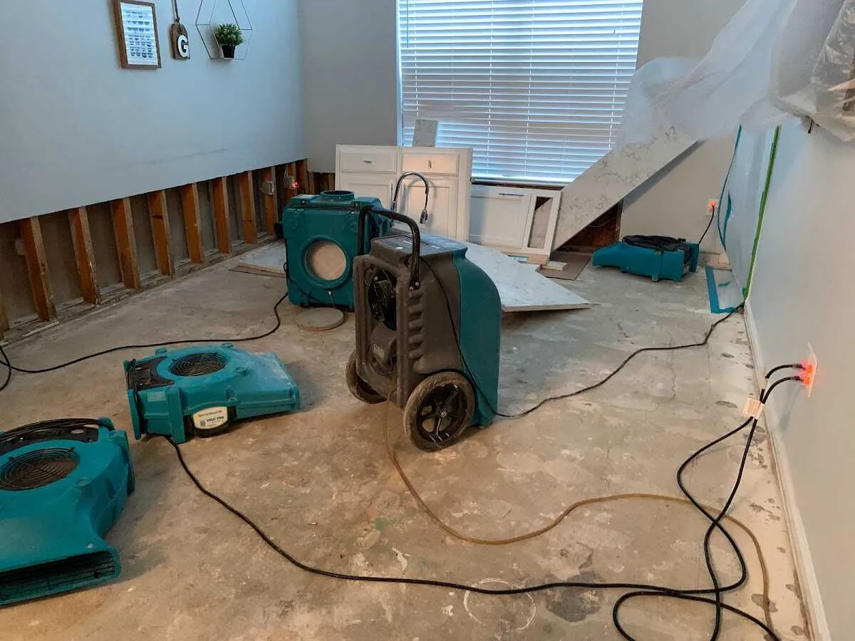 Dehumidifier in flood-cut room for Water Damage Restoration in Willard